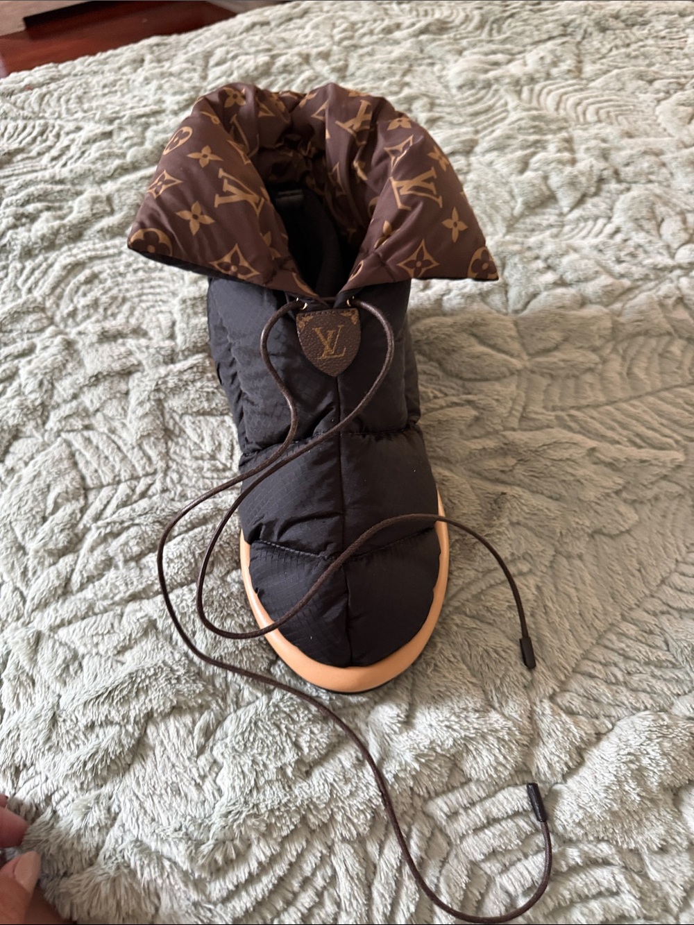 Louis Vuitton Black & Brown Monogram Quilted Puffer Boot